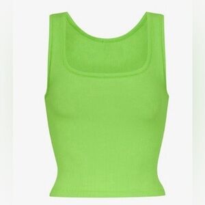 Skims Green Ribbed Tank Top
